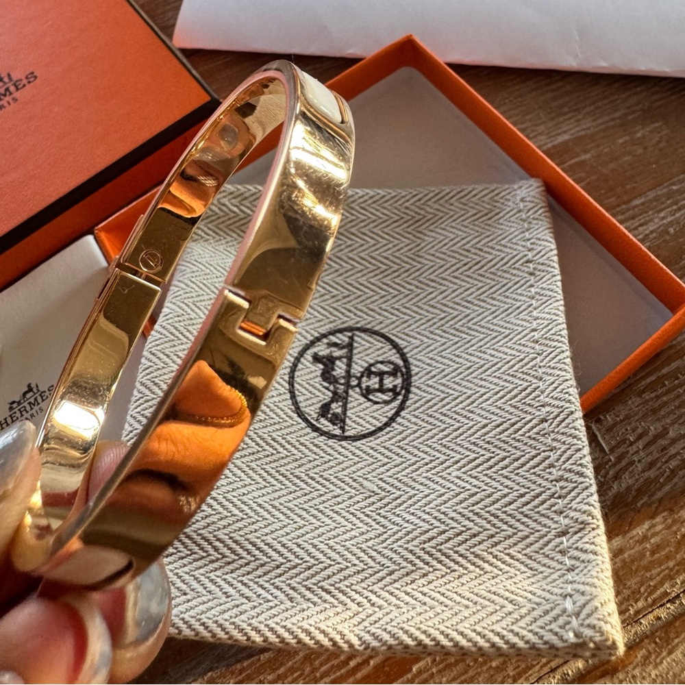 Hermes Le Bracelet Mini Clic Kelly Rose Gold and Creme - Picture 8 of 10
